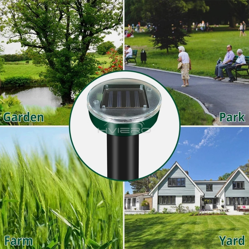 4pcs Solar Powered Ultrasonic Mole Repellent–Waterproof Outdoor Rodent Deterrent gallery