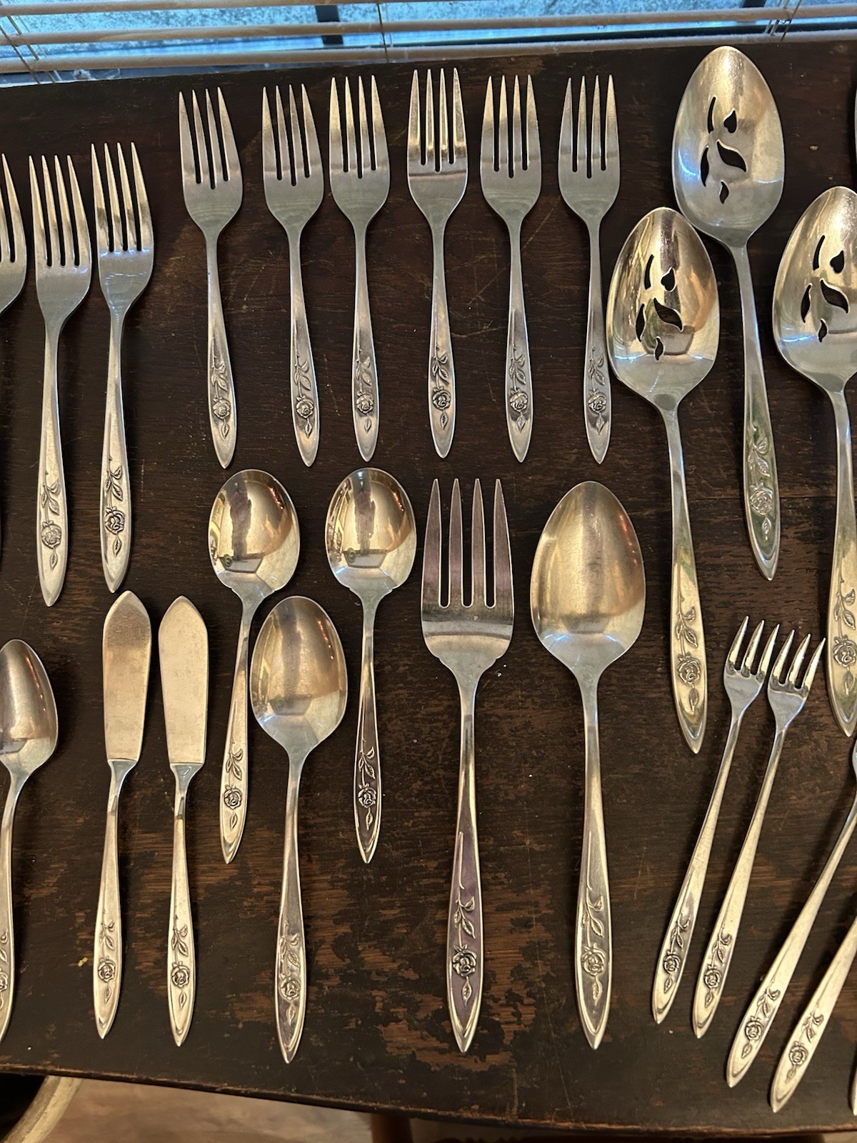 Vintage Oneida Community “My Rose” Stainless Flatware 51 Pieces Ice Tea Dinner gallery