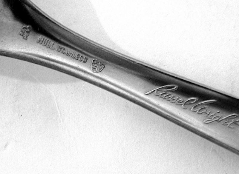 HULL Russel Wright Highlight Pinch Stainless Dinner Fork EARLY PAT PEND VERSION gallery