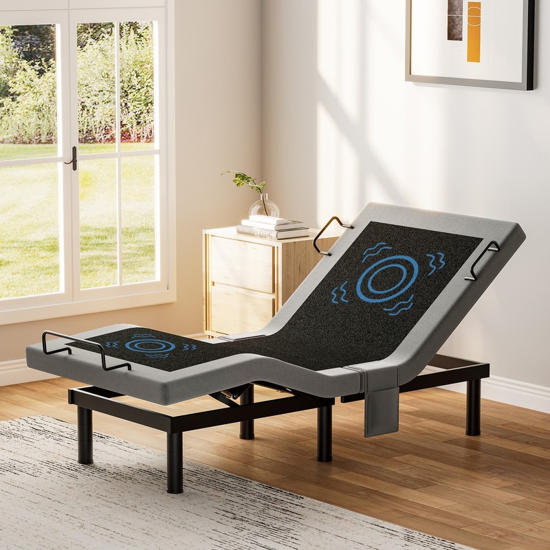 Split King Power Adjustable Bed Frame Upgrade Metal Bed Base Remote Dual Motor gallery