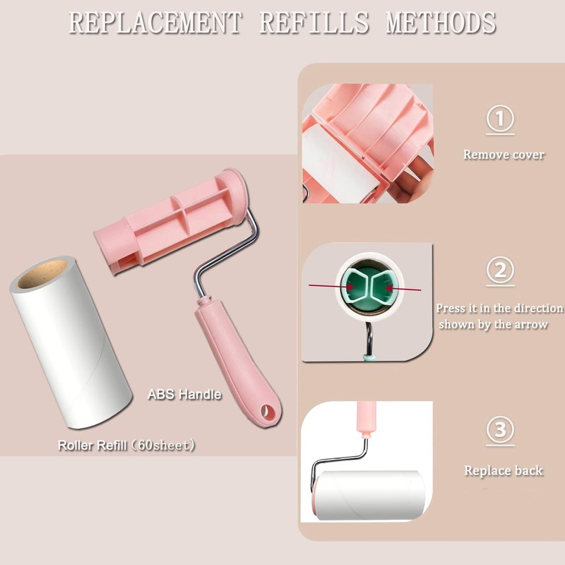 Reusable Lint Rollers for Clothes Couch Furniture with 1 Handle and 5 Refills gallery