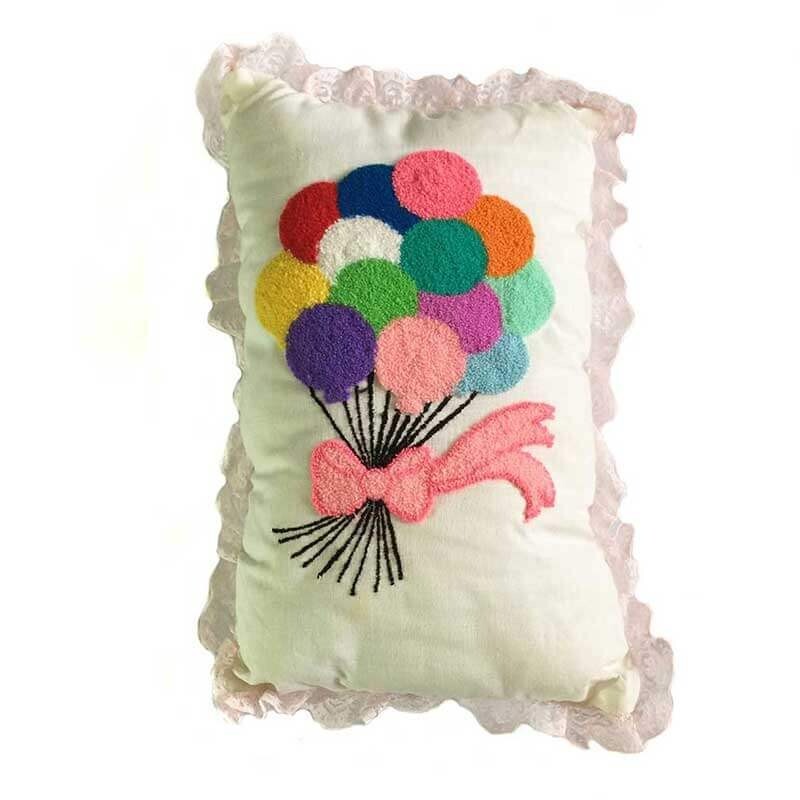 Pillows Embroidered Punch Needle Handmade - Cat-Balloons-Landscape-Birds-Poodles gallery