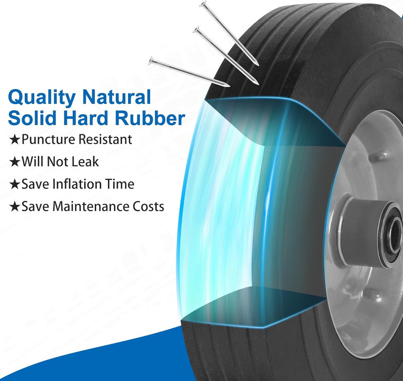 10" X 2.5" Flat Free Solid Rubber Tires 10 Inch Hand Truck Solid Wheels Replacem gallery