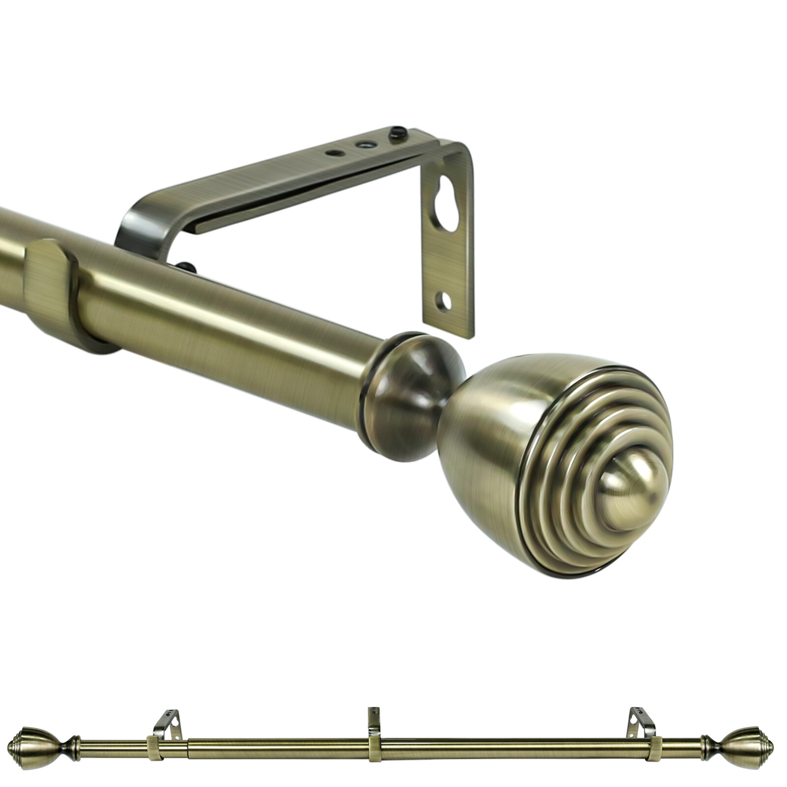 1" Diameter Urn Adjustable Single Drapery Curtain Rod,28”-48"/48"-84"/84"-120" gallery