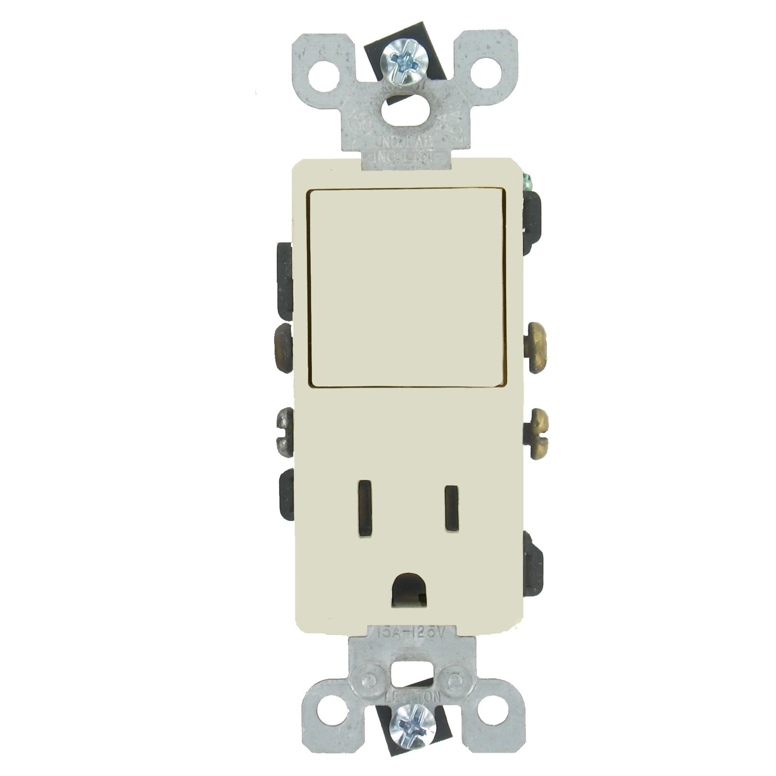 LOT 2 LEVITON DECORA ALMOND COMBO SWS/OUTLET 15A 120V - 5625ASP gallery