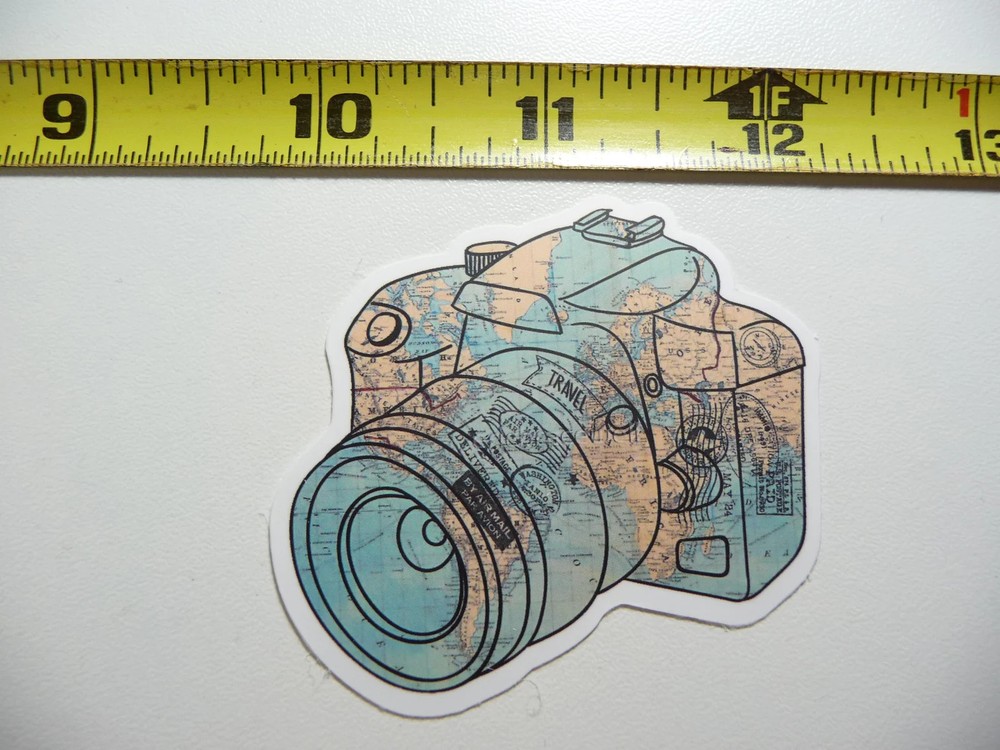 TRAVEL MAP CAMERA SMALL STICKER DECAL CAMPING TRAVEL VACATION FUNNY