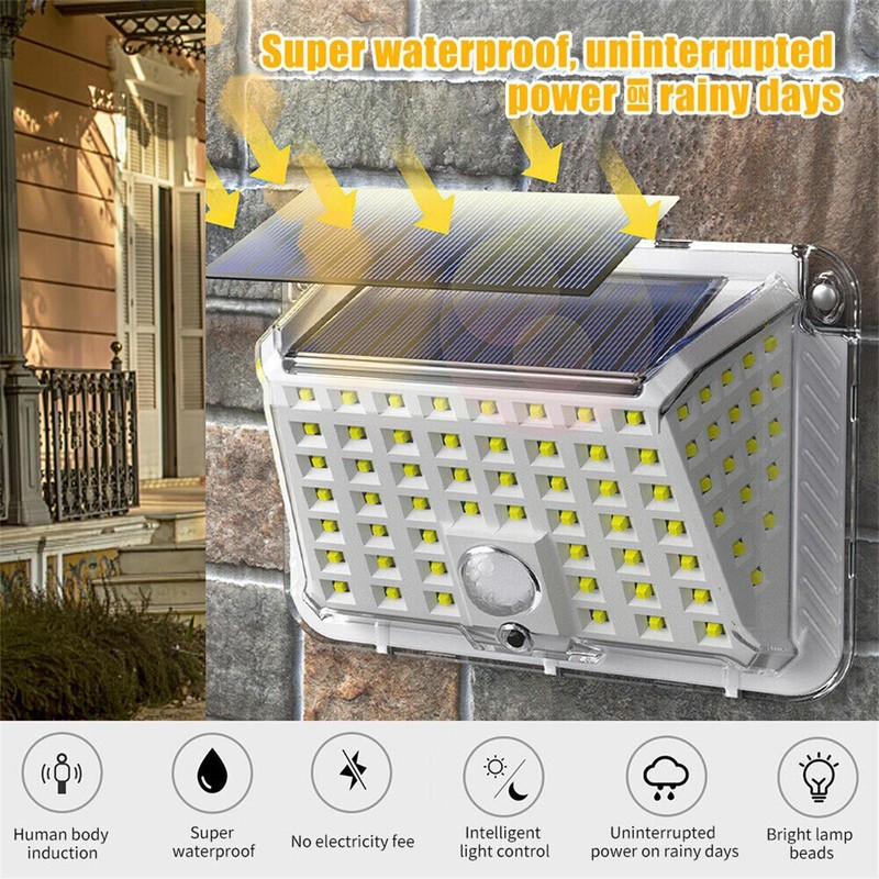 LED Solar Light Motion Sensor 3 Modes Lamp Outdoor Street Yard Garden Wall Lamp gallery