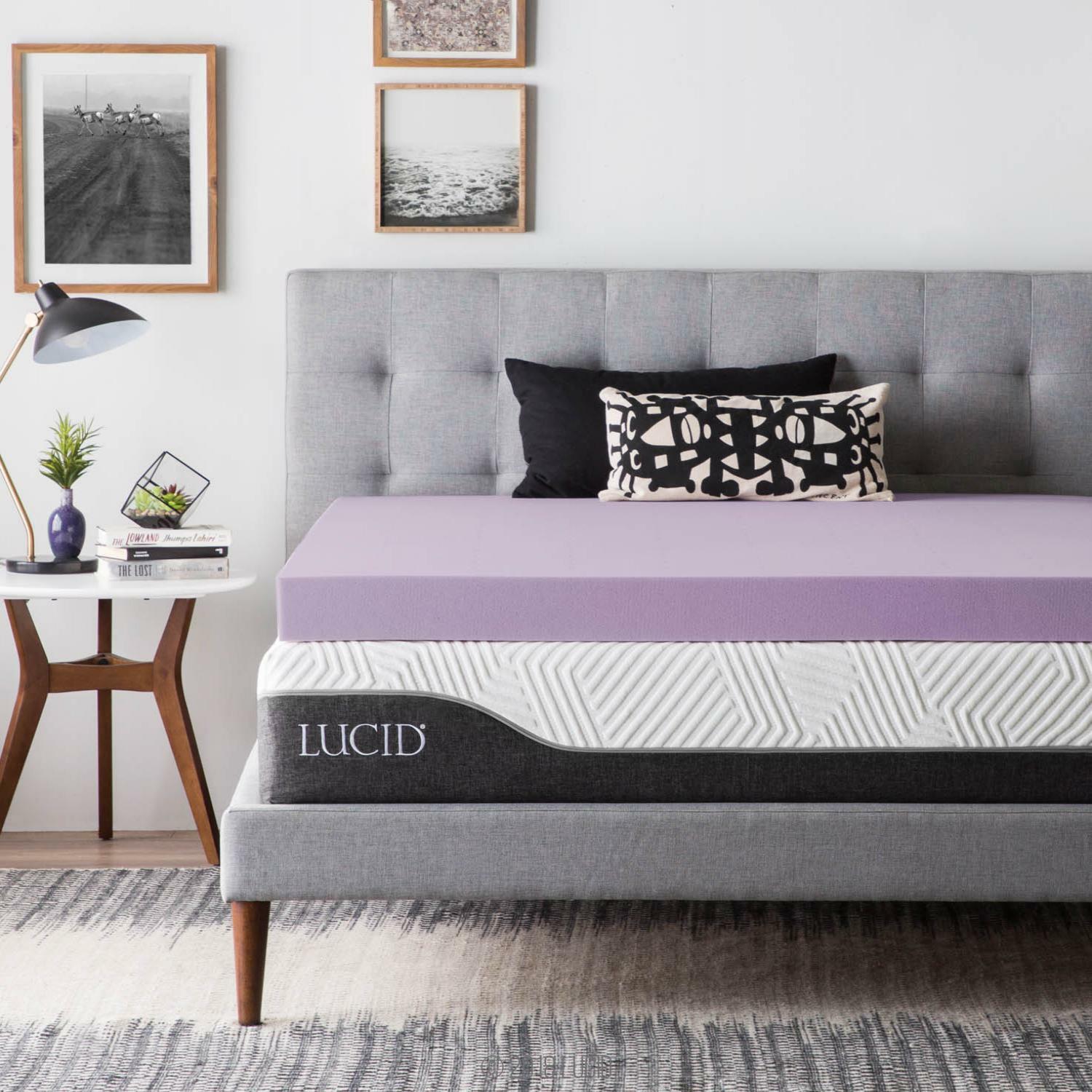 LUCID 2, 3, 4 Inch Lavender Memory Foam Mattress Topper - Twin Full Queen King gallery
