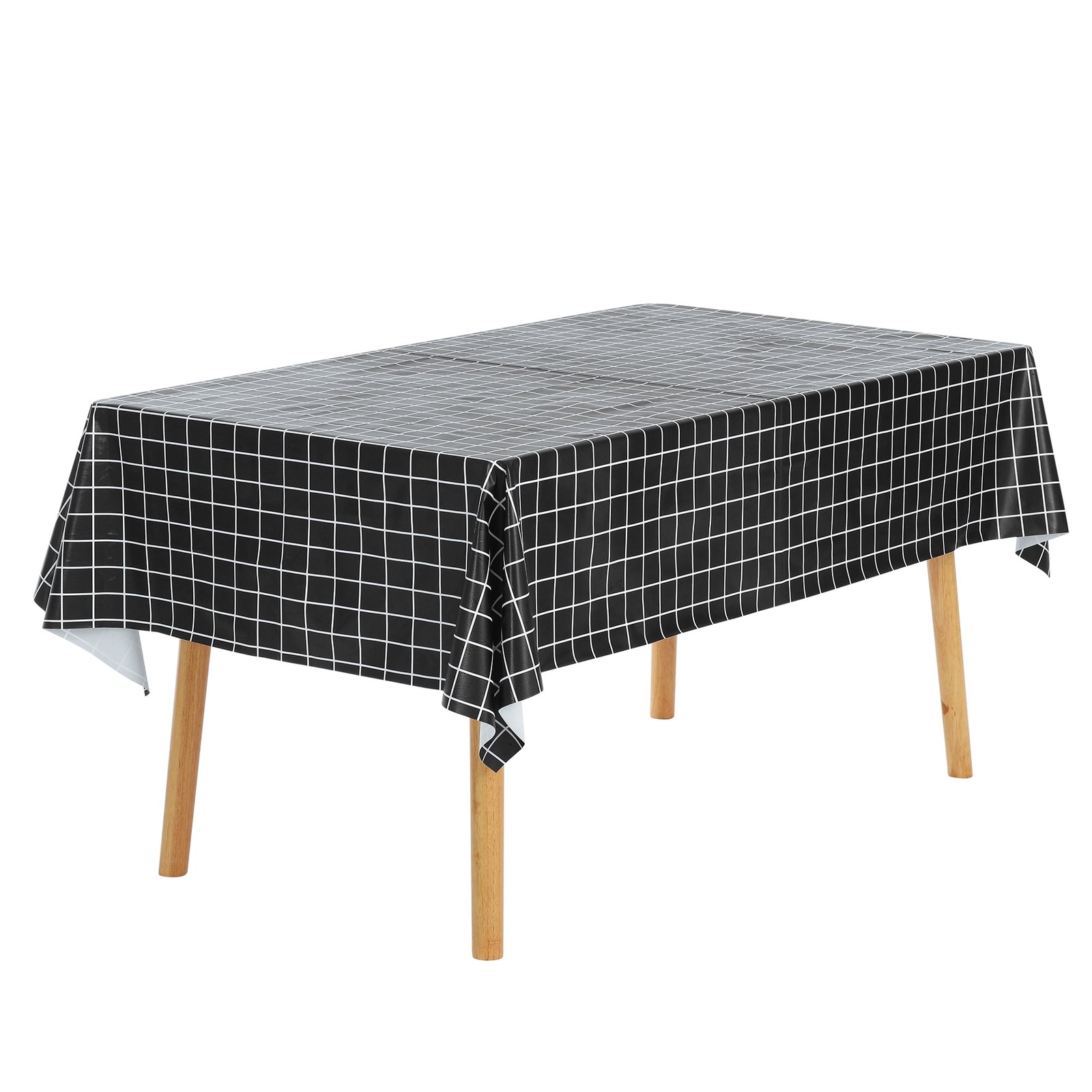 1 Pack Rectangle Tablecloth Waterproof Polyvinyl chloride Table Cover Black gallery