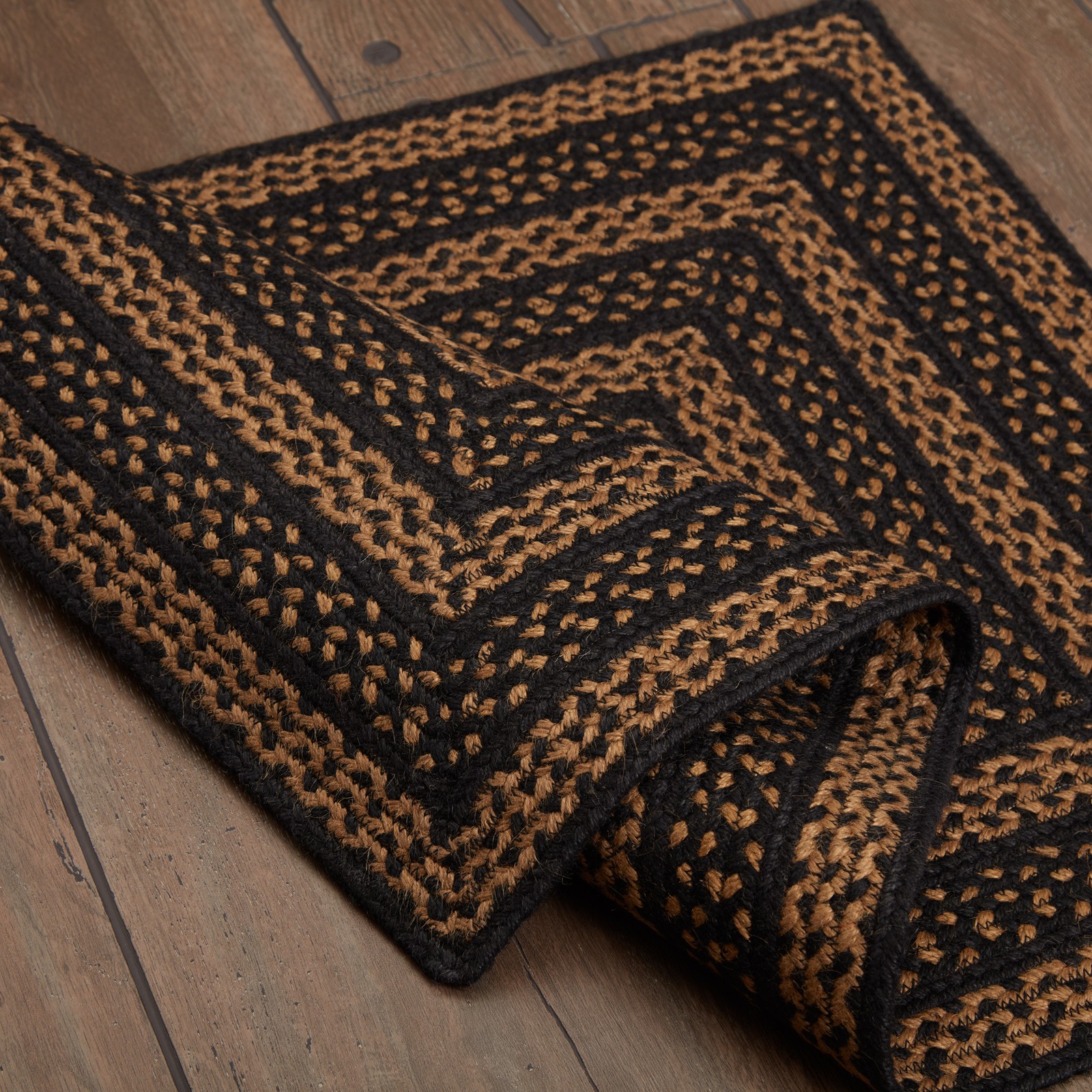 Jute Primitive Accent Rug Black Rectangle Floor Decor 24"x36" VHC Brands gallery