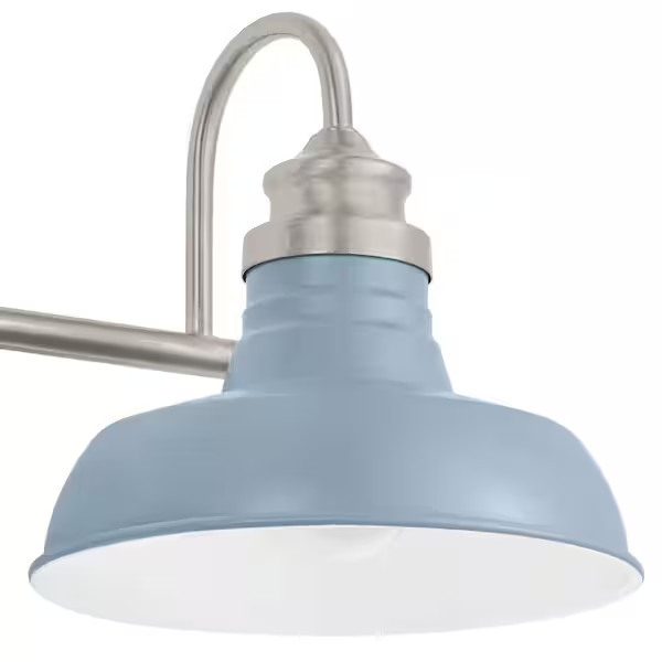 4-Light Brushed Nickel Farmhouse Slate Blue Metal Shades Vanity Light gallery