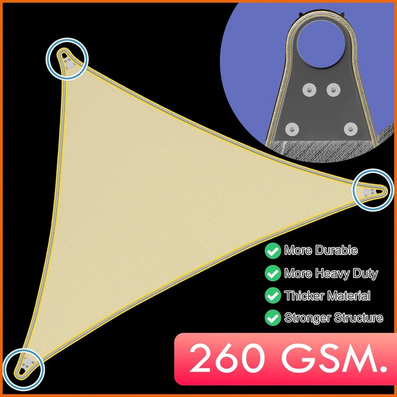 Super Ring Triangle Sun Shade Sail Canopy Outdoor With 10" Hardware Kit gallery