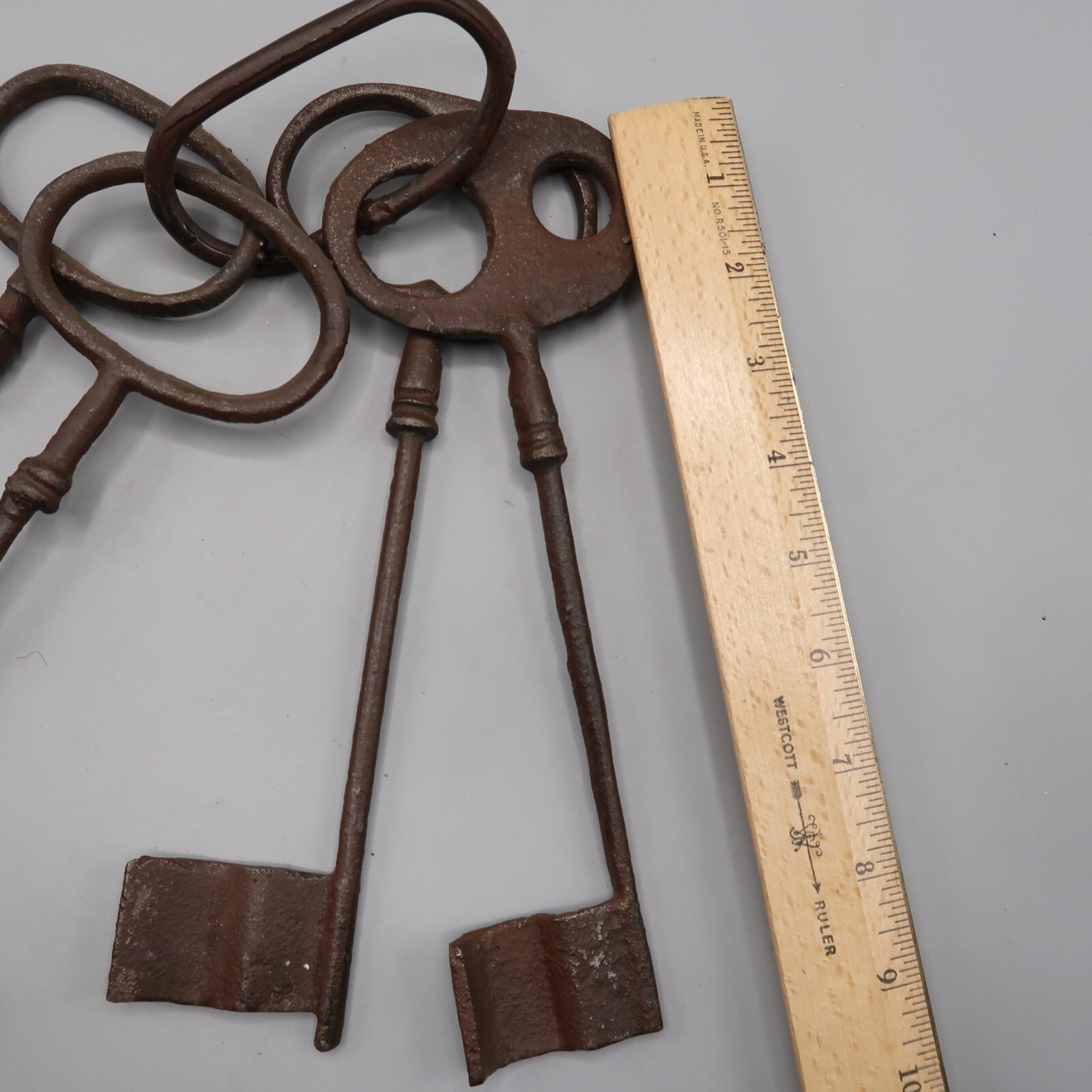 4 Vintage 9" Metal Decorative Skeleton Keys Gothic Castle Medieval Renaissance gallery