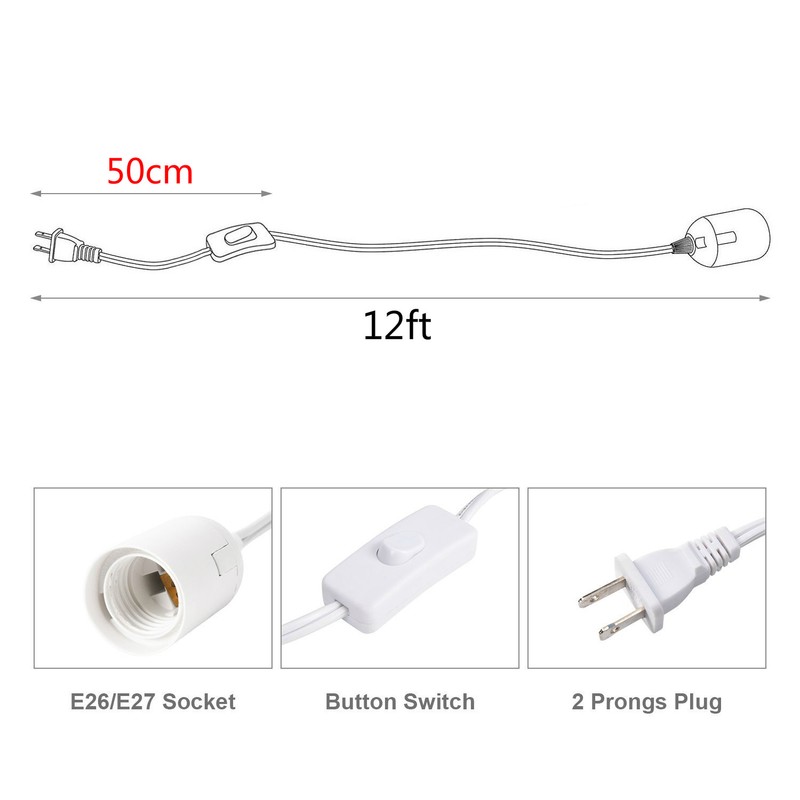 12ft Hanging Light Socket Extension Cord For E26/E27 Pedant Lantern Lights gallery