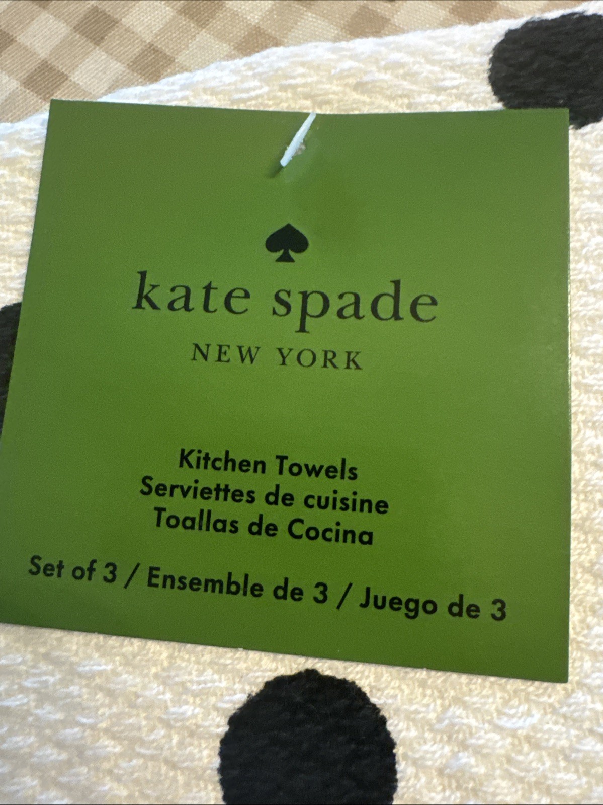 Kate Spade Polka Dot Dish Towel Set of 3 Black & White gallery
