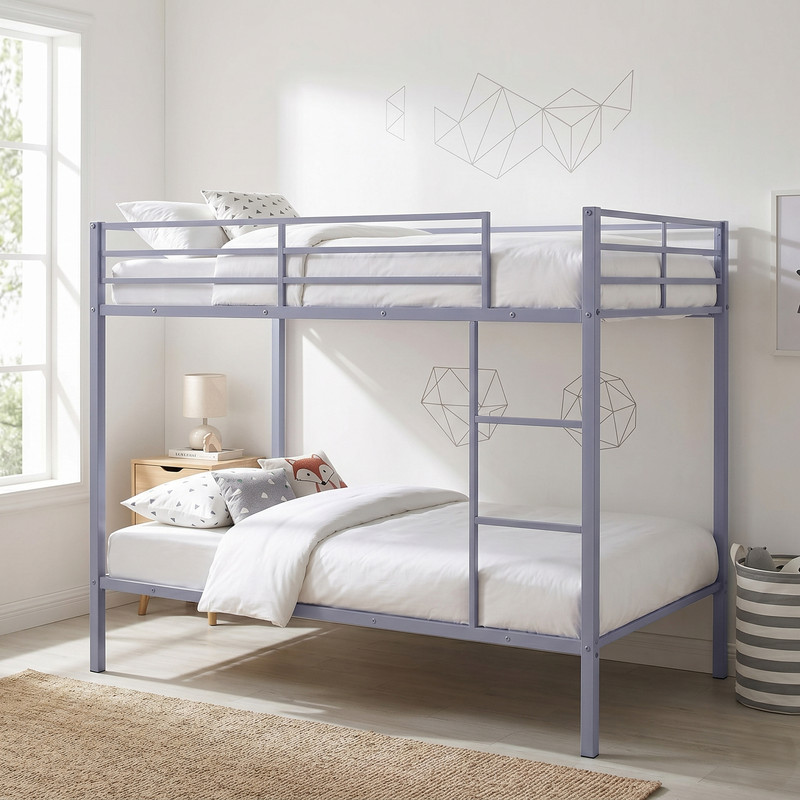 Full Over Full Bunk Bed Double Deck Heavy Metal Frame No Mattress w/ Guard Rail gallery