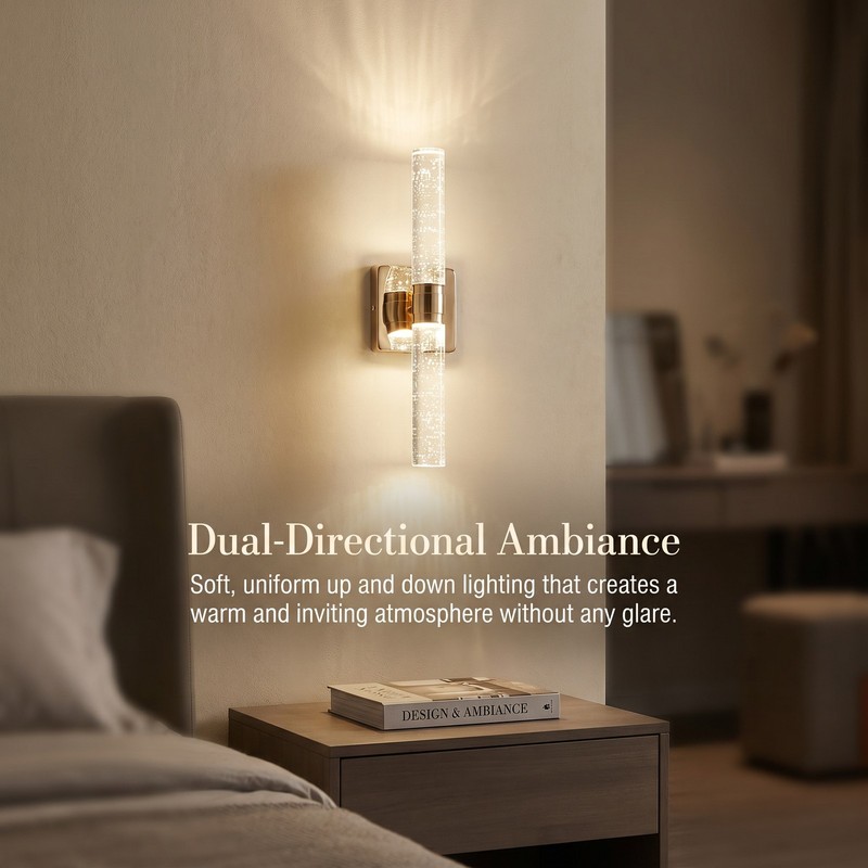 2 Pack 17 inch Dimmable Modern Gold Crystal LED Sconce Indoor Wall Light Fixture gallery