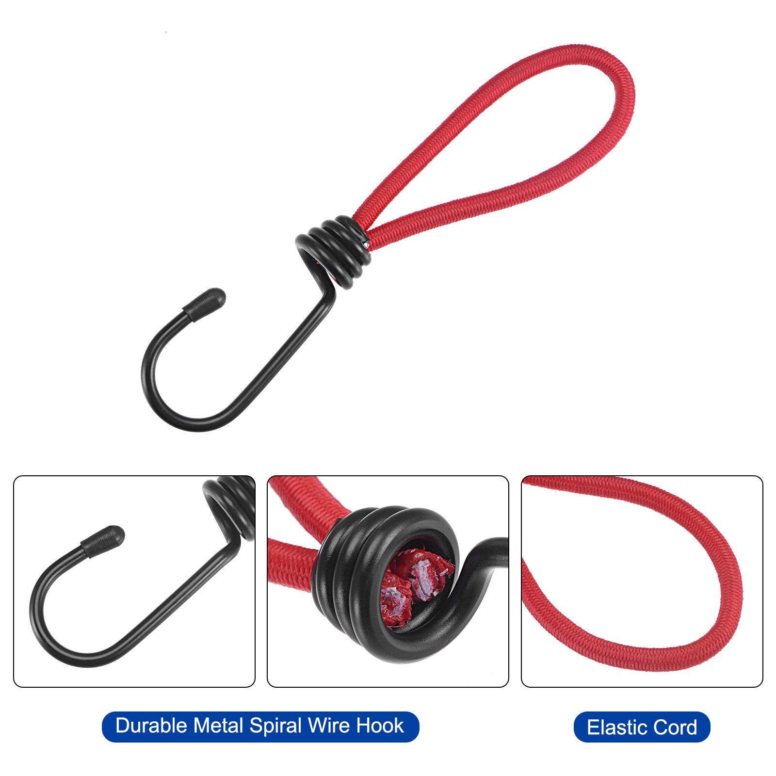 5Pcs Elastic Cords with Hook 6 Inch Tarp Straps Ropes for Camping Tent Red gallery