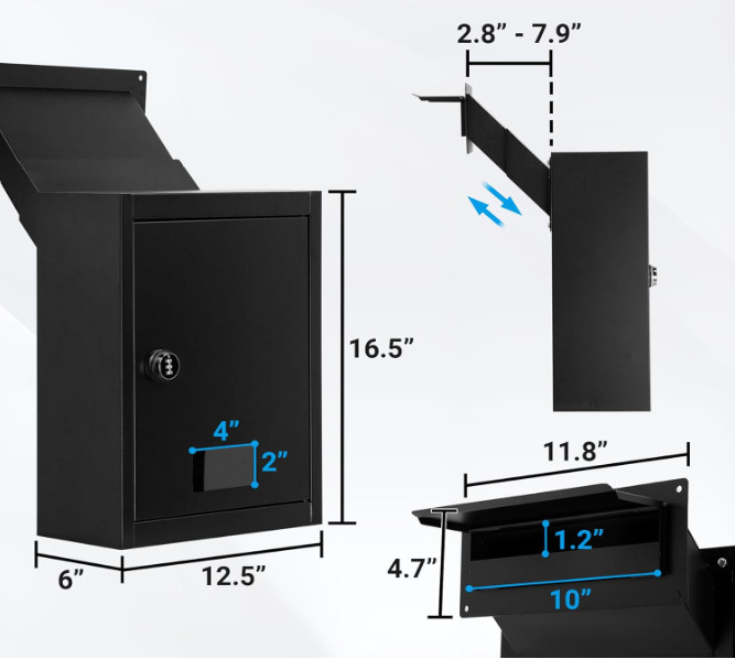 Toriexon Through The Wall Drop Box Black Combination Lock 16.5" x 12.5" x 6 FLAW gallery