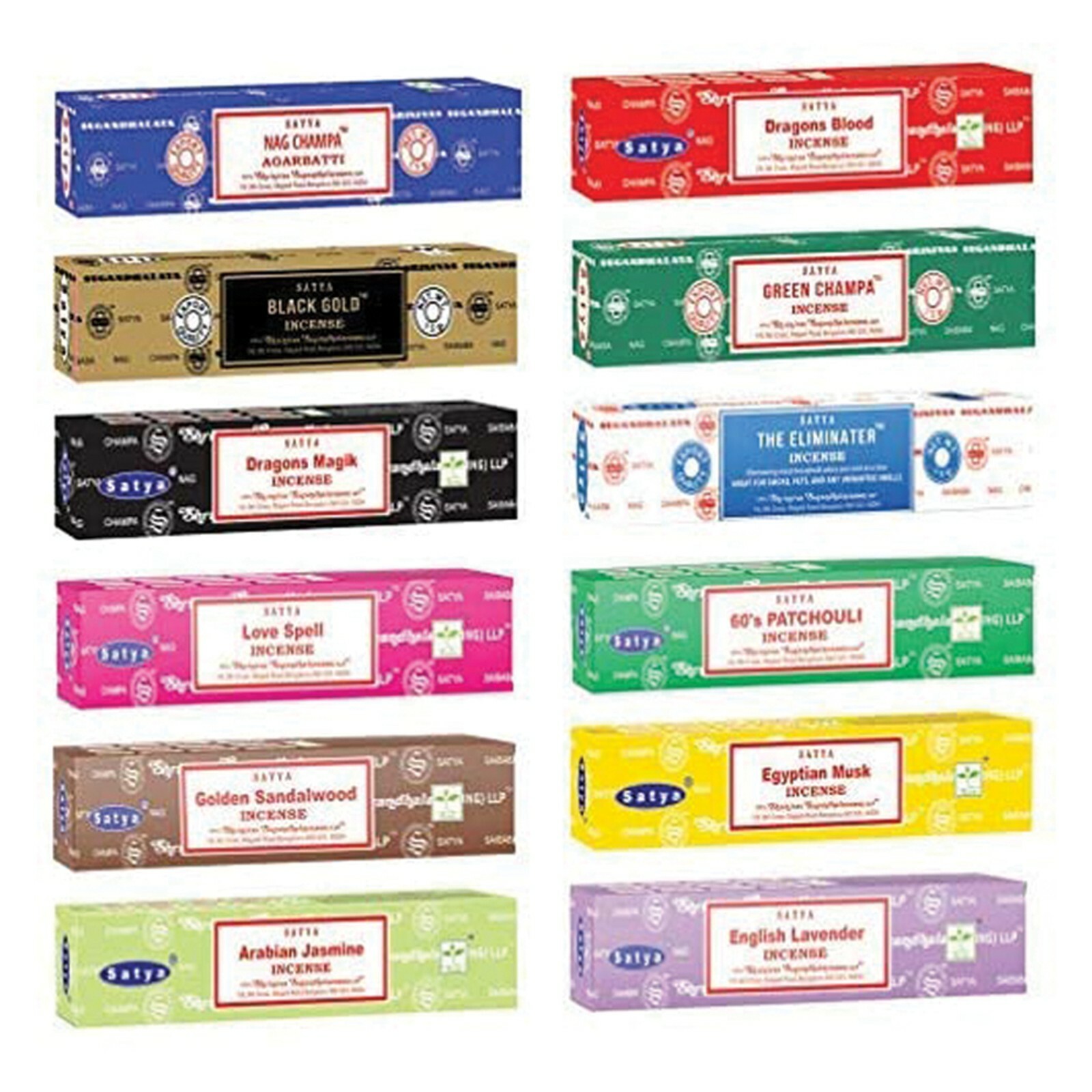 12 Pack Assorted Satya Original Nag Champa Incense Sticks 180 Pack | 15g boxes gallery