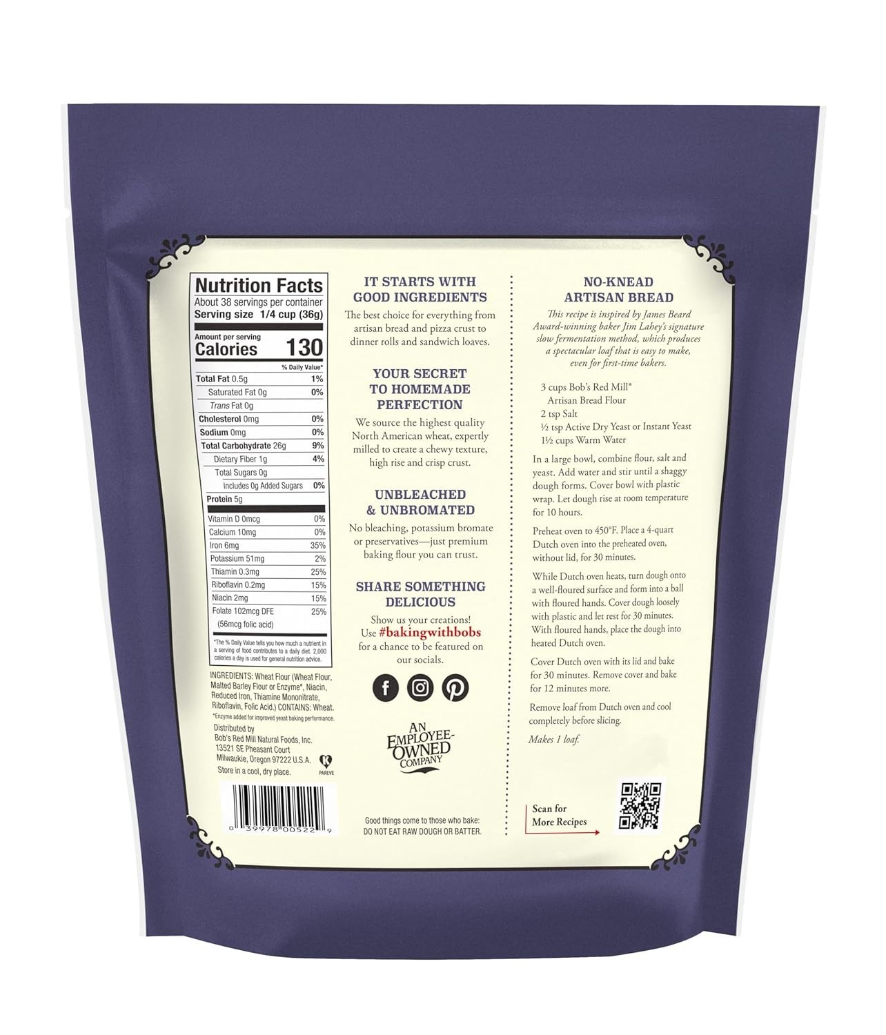 Bobs Red Mill Artisan Bread Flour 3 lb. bag gallery
