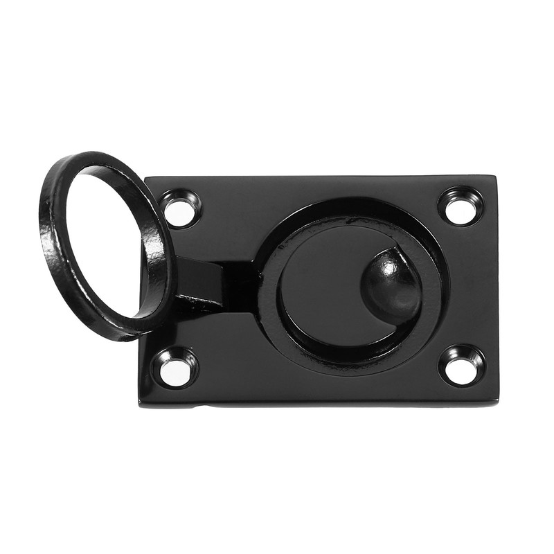 2Pcs Flush Ring Pull 2.48"x1.73" Square Recessed Door Pull with Screws Black gallery