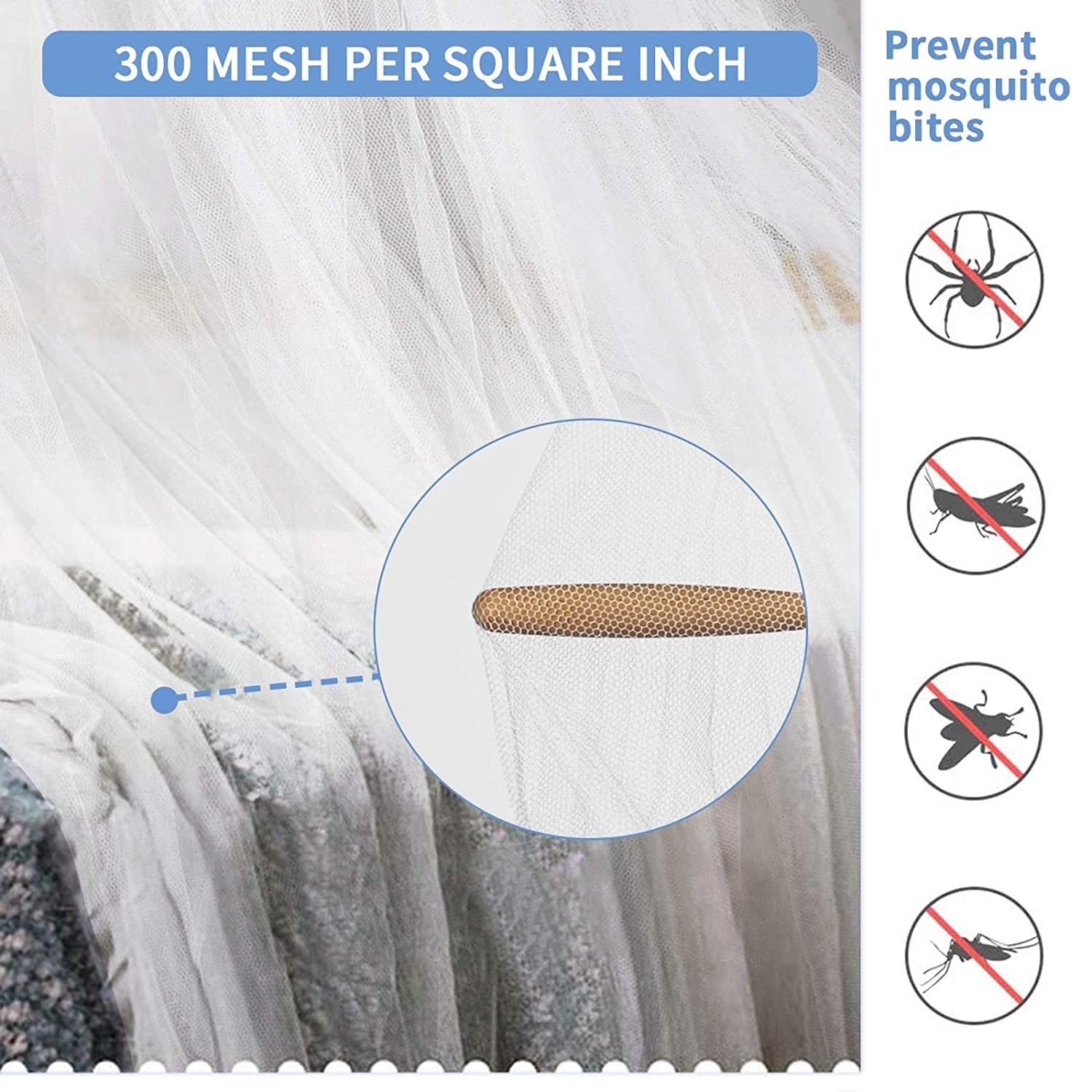 Bed Canopy Net for , Lace Flower Design, Easy to Hang, White gallery
