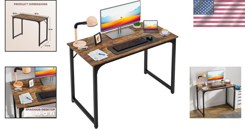 Compact & Elegant 39 Inch Computer Desk for Home Office - Adjustable Feet Design gallery