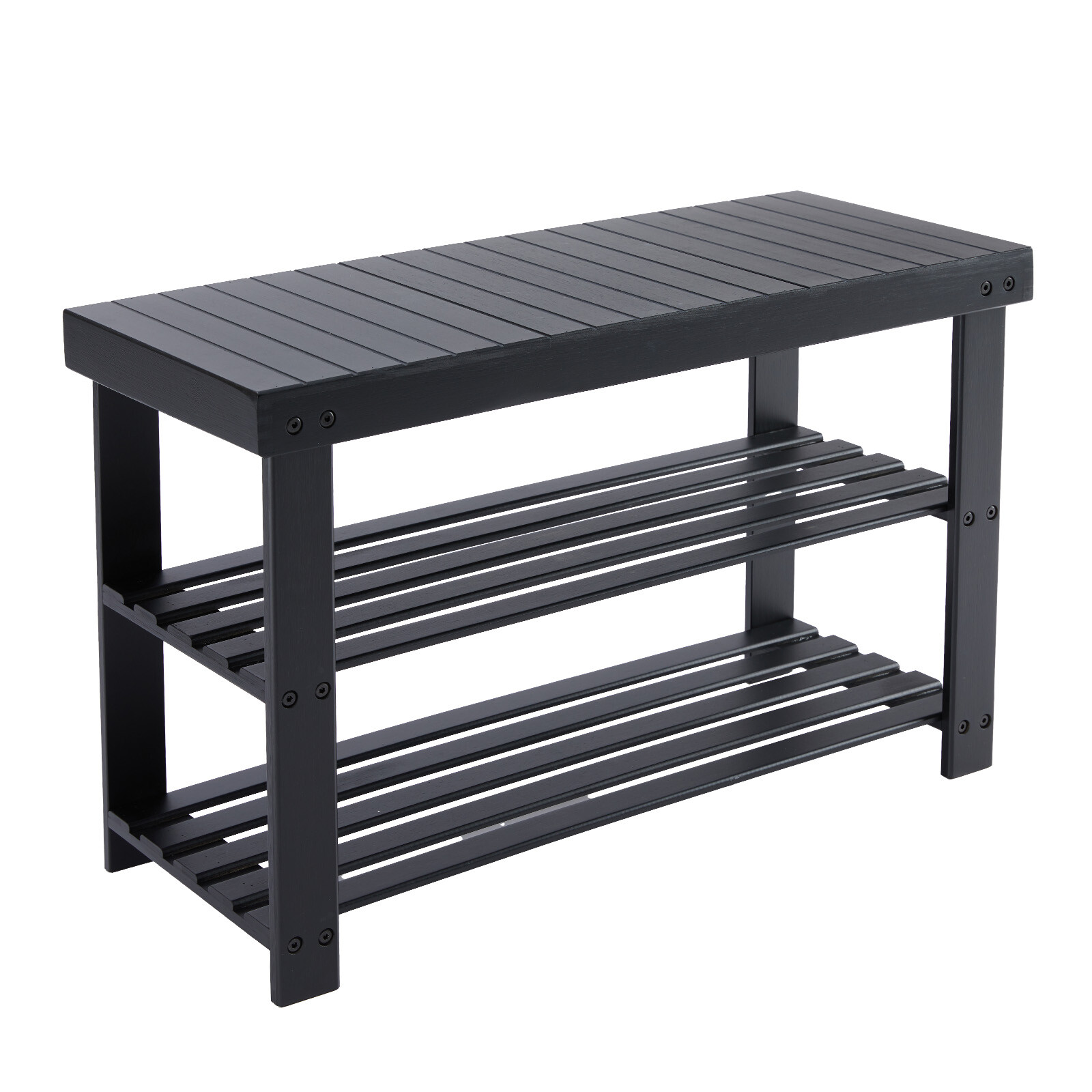 3 Tier Bamboo Shoe Rack Bench Storag Organizer Entryway Hallway Bench Seat Shelf gallery