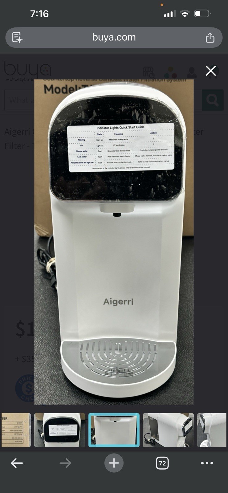 Aigerri Countertop Reverse Osmosis Water Filter TJYJ001, 528 Gal, White, 2-Stage gallery