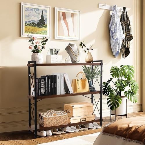 Bookshelf 35.43" Width - Rustic Open 3 Shelf - Dark Walnut - 3 Tiers gallery
