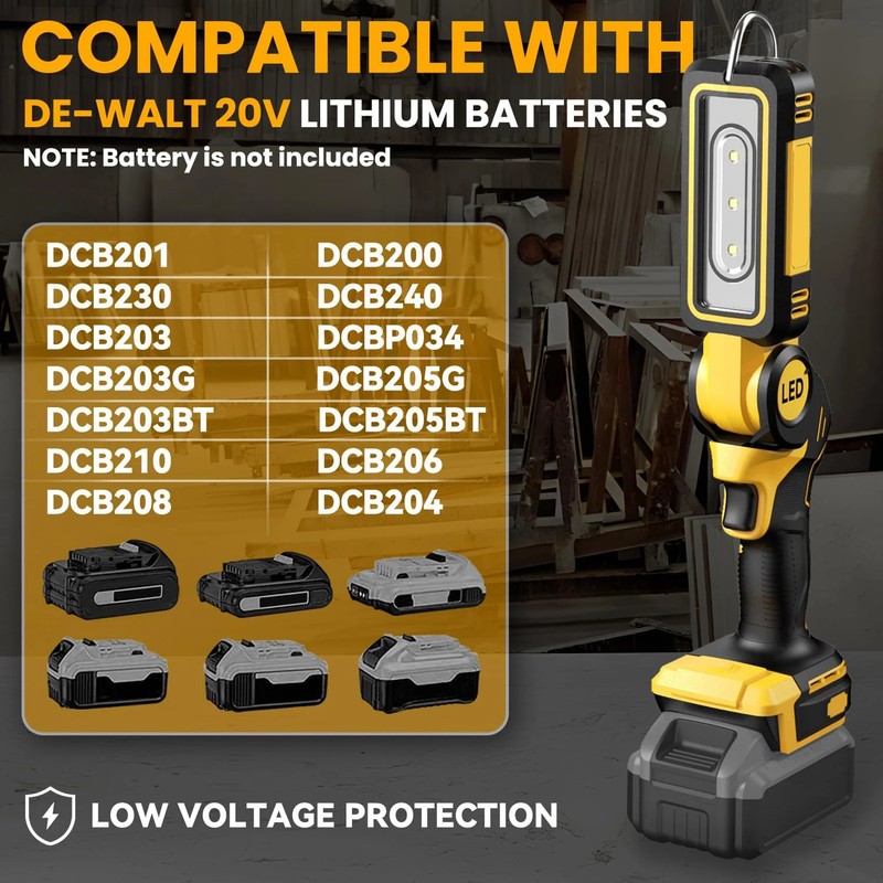 1000LM LED Work Light Flashlight Spotlight For DeWalt 20V MAX Li-Ion Battery.⚘ gallery