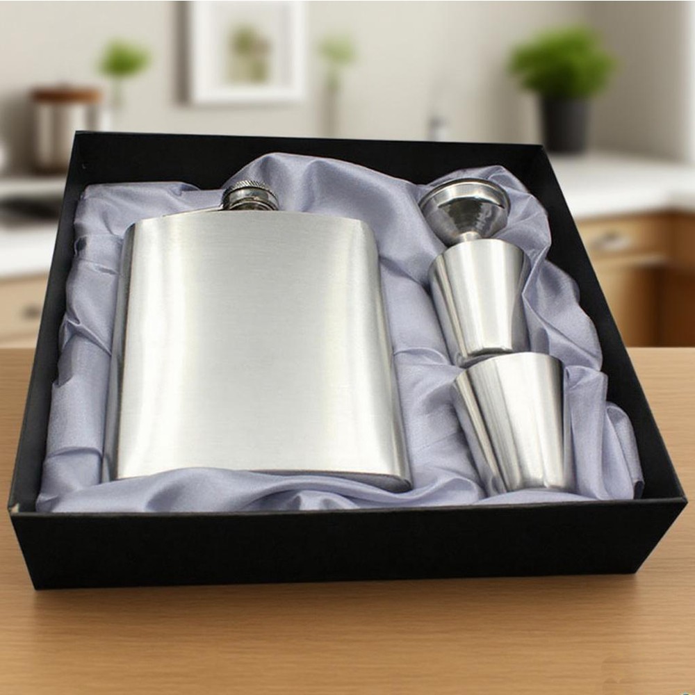 8oz Portable Hip Flask Set Wine Pot Set Stainless Steel w/ 2 Cups 1 Funnel Box gallery