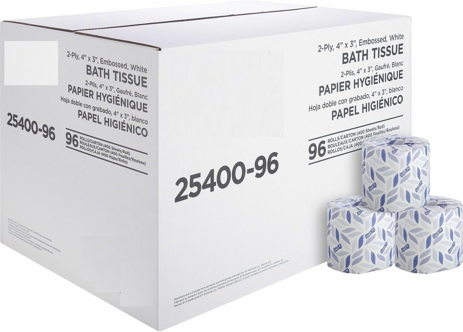 2-Ply Standard Toilet Paper (96 Count) - 400 Sheets/Roll, Bulk Bath Tissue gallery