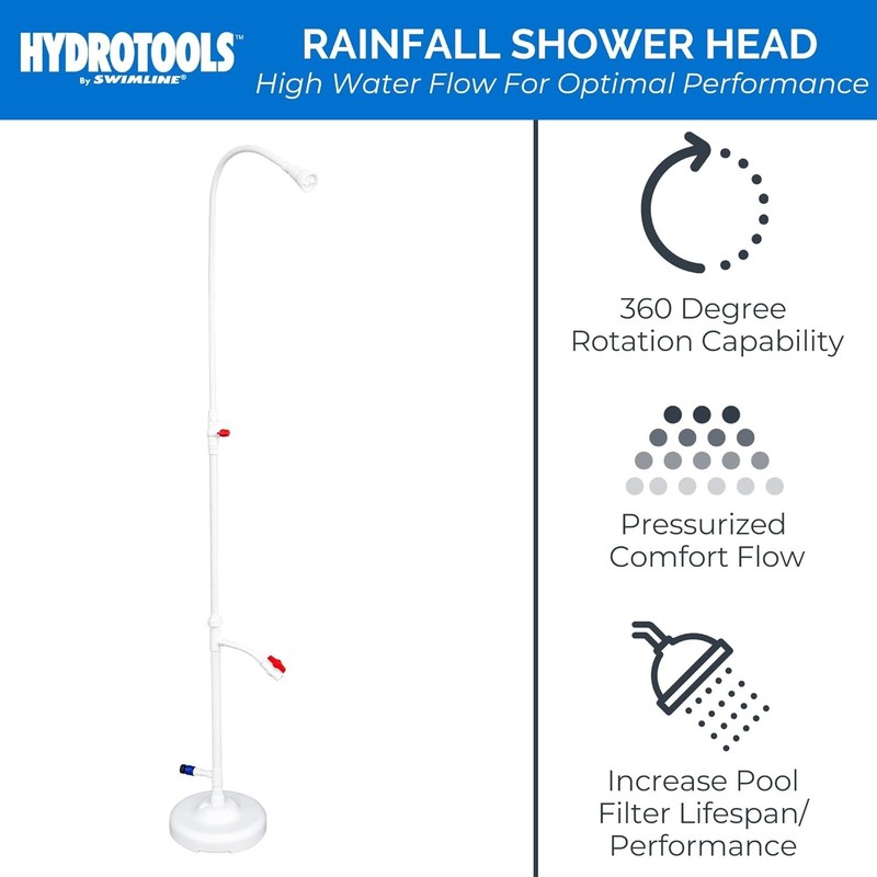 Convenient 7ft Poolside Shower: Adjustable Head & Foot Wash Feature Included gallery