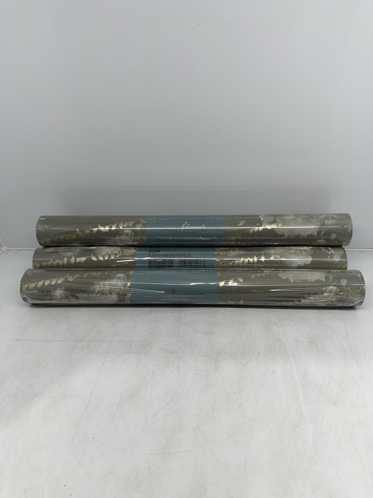 4 New Rolls Tempaper Elements Self-Adhesive Wallpaper Flock-Storm Gray Metallic gallery