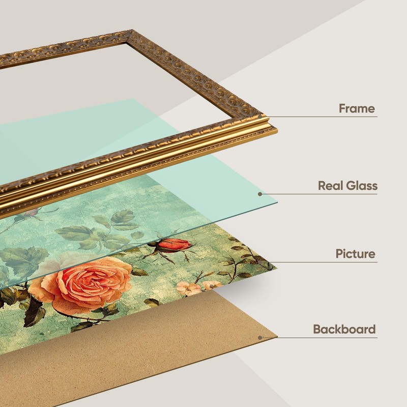 Poster Frame Ornate Bronze, Horizontal and Vertical Wall Display With Real Glass gallery