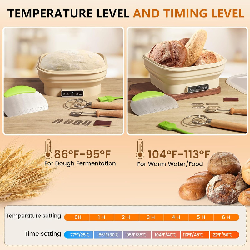Upgrade Heating Sourdough Bread Proofing Basket Set, Electric Thermostatic gallery