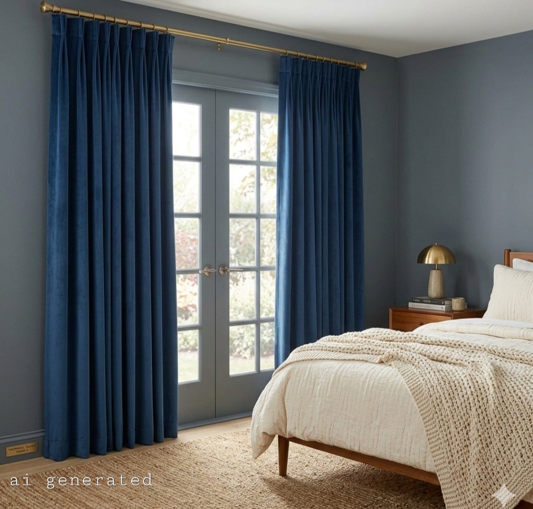 Custom TWOPAGES Light Blocking Velvet Curtain Pinch Pleat 2 Panels 54"W X 97.5 H gallery