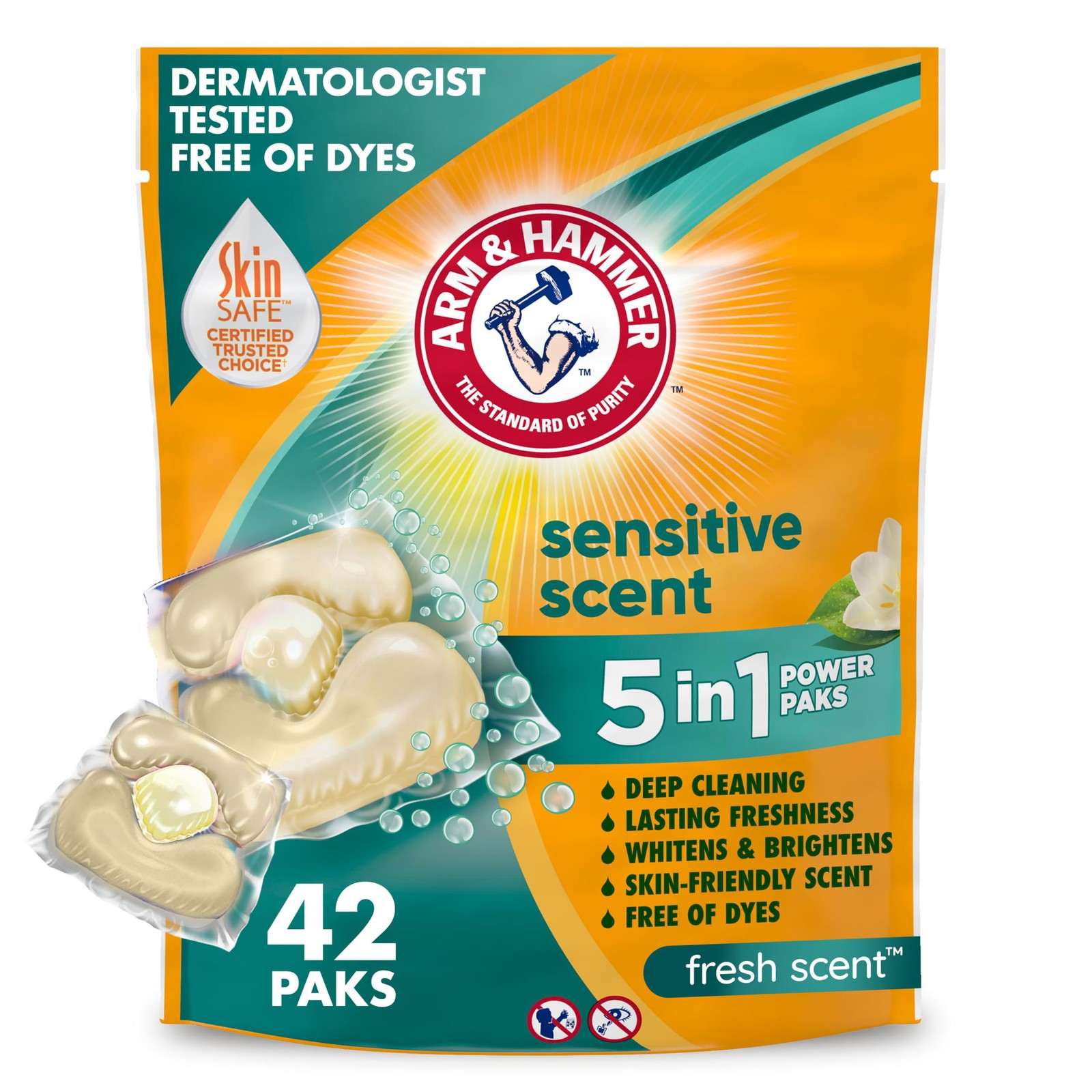 Arm & Hammer Sensitive Fresh Scent 5-IN-1 Power Paks, 42 42 Count (Pack of 1) gallery