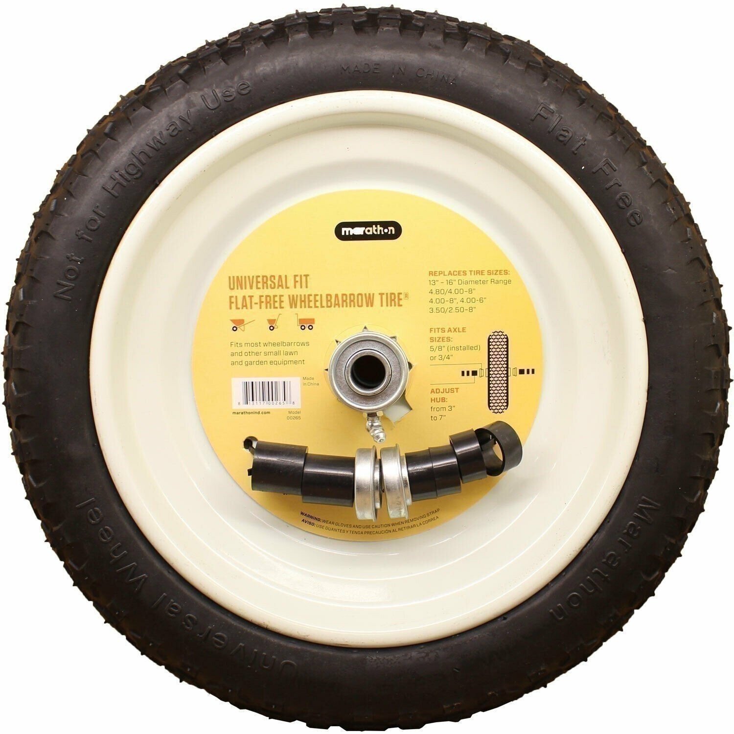 Marathon 00265 Flat Free Universal Wheelbarrow Tire 4.80/4.00-8 gallery