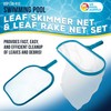 Swimming Pool 12" Leaf Skimmer Net & 16" Rake Net Set - Fine Mesh Netting, Clean gallery