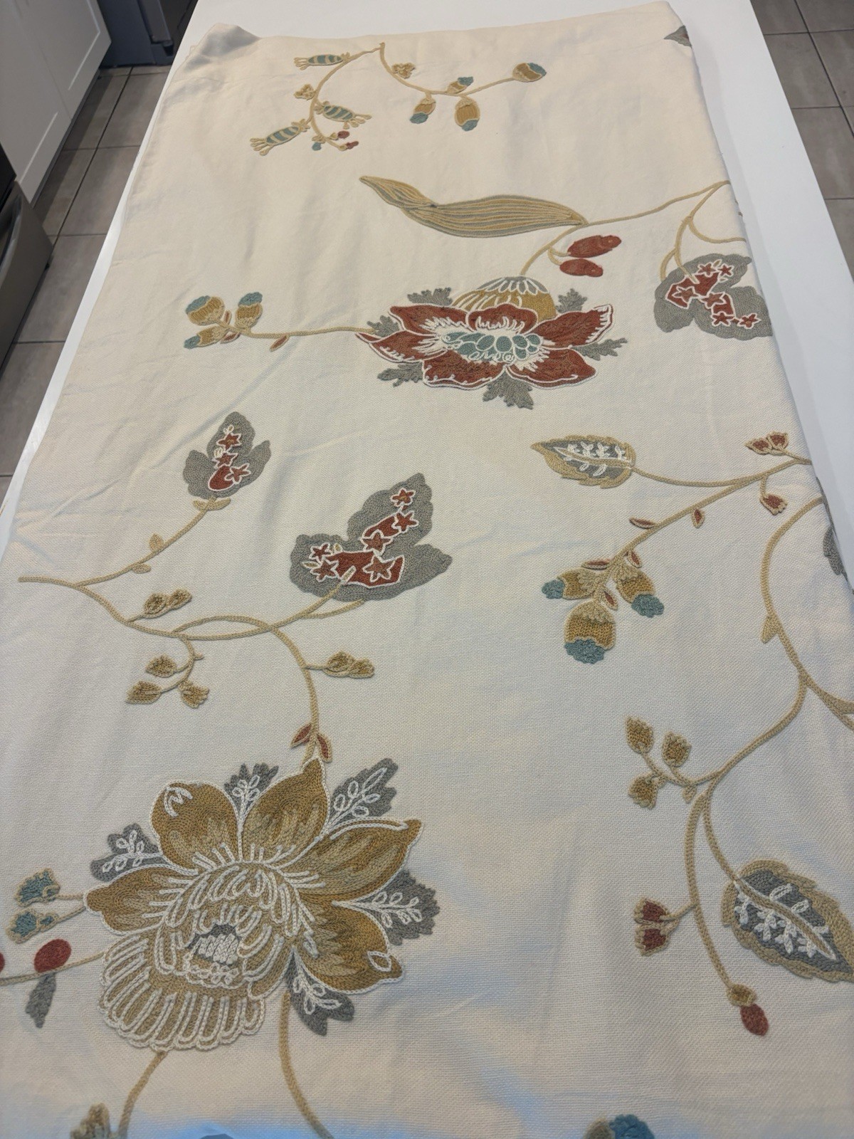 RARE SINGLE PANEL Pottery Barn Margaritte Embroidered Drape 50x94 Lined gallery