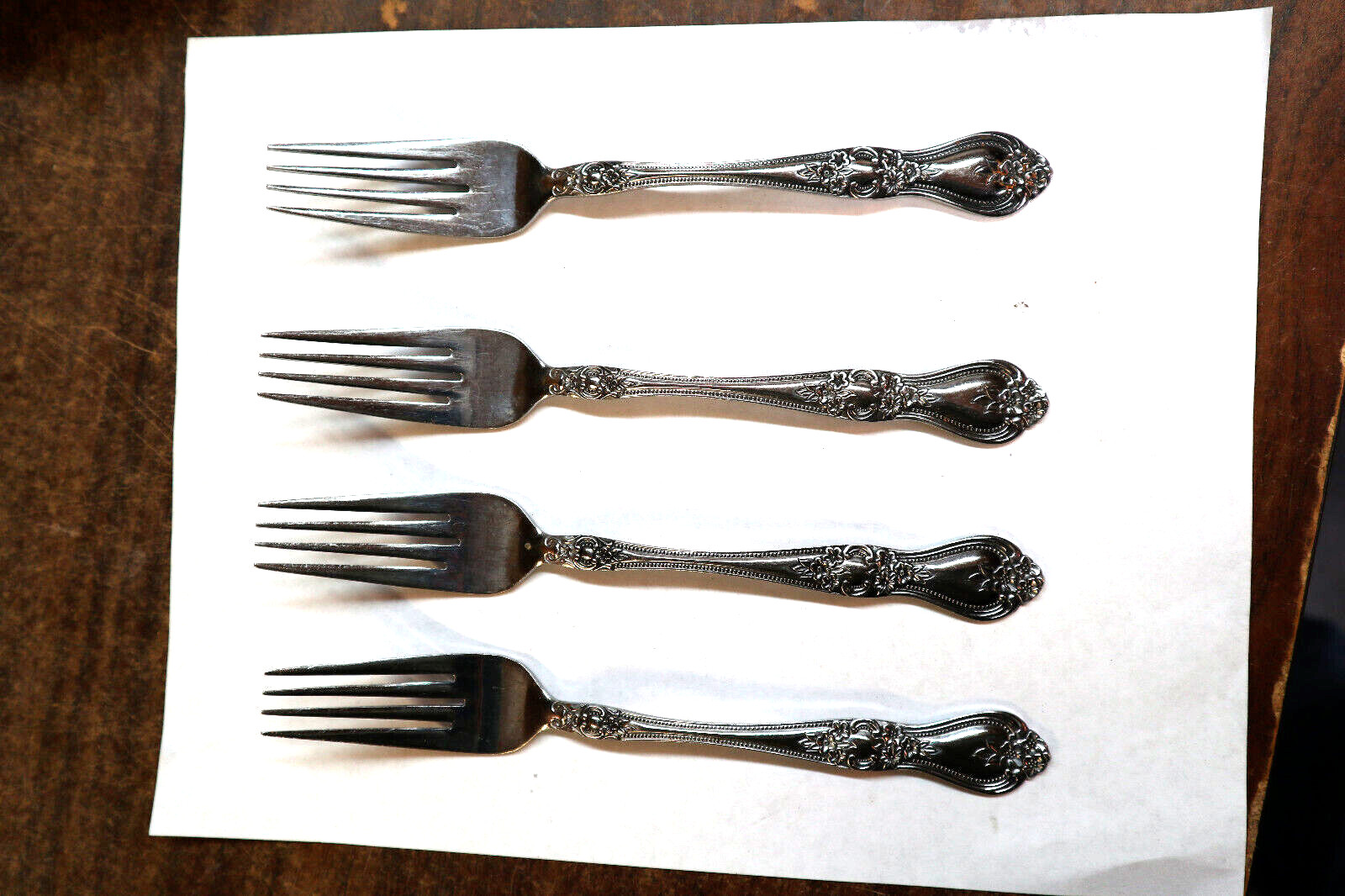Stanley Roberts Stainless Flatware Precious Rose Pattern 4 Dinner Forks 7 5/8" gallery
