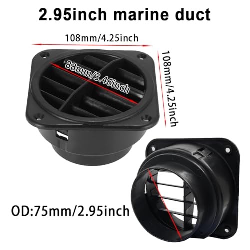 360 Degrees 75mm Rotatable Warm Air Vent Outlet Car Heater Duct Hose 75mm 1PCS gallery