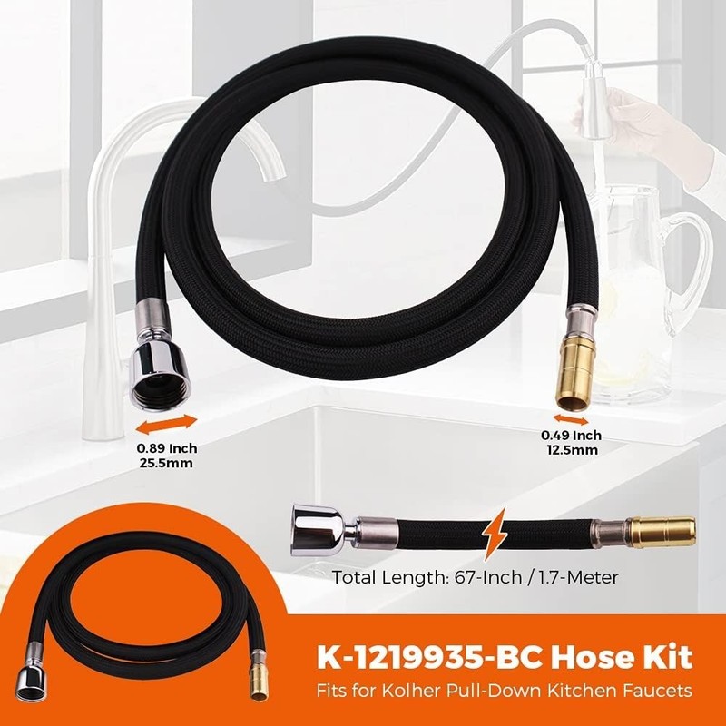 High-Quality 67-Inch Hose for Pull-Down Kitchen Faucets, Brass & Stainless Steel gallery
