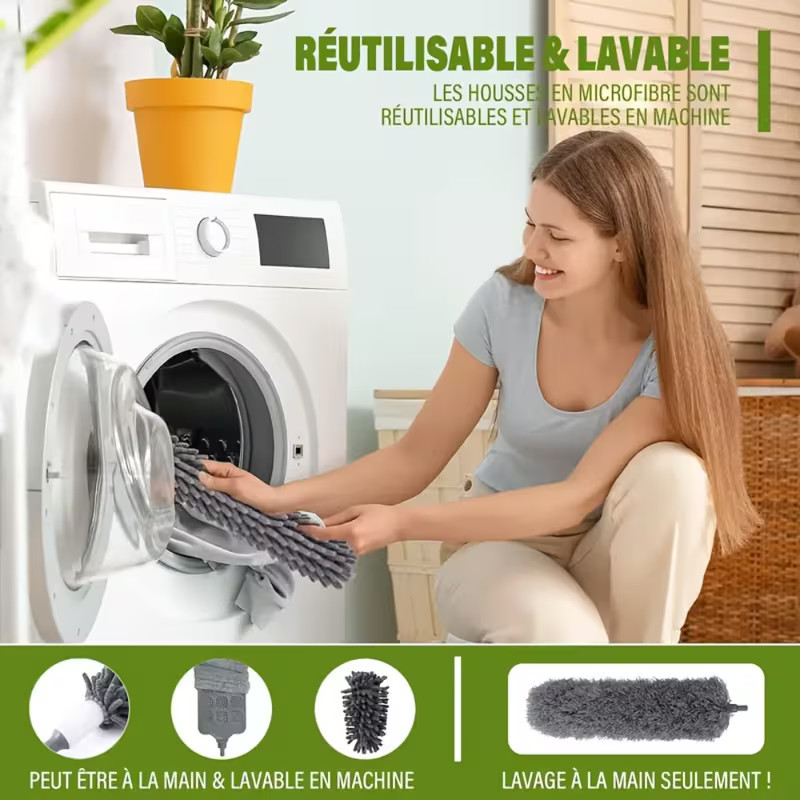 2025 NEW Microfiber Duster for Cleaning Fan, High Ceiling, Blinds, Gray, Silver gallery