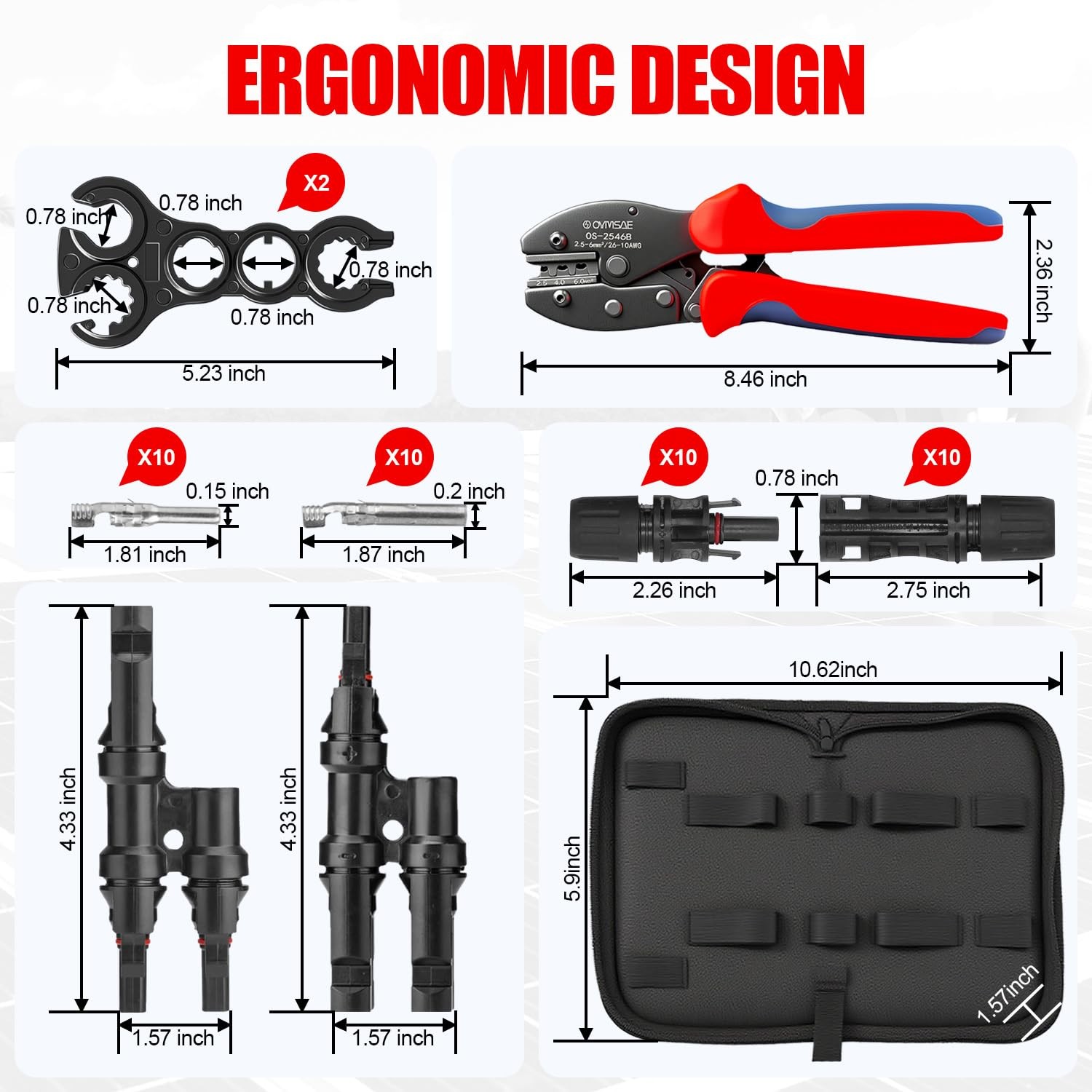 Solar Crimper Tool Kit with Y Connector - 24 PCS Solar Tools for PV MC4 Conne... gallery