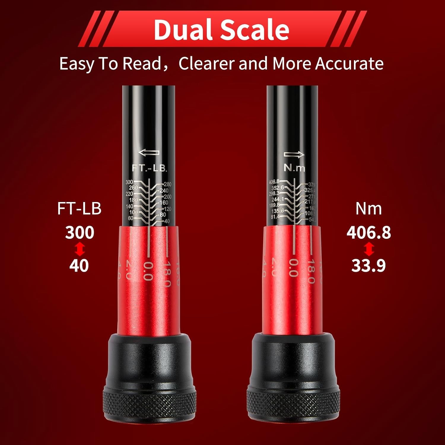 1/2" Drive Click Torque Wrench 40-300 ft-lb Dual Direction ±3% 72 Tooth gallery