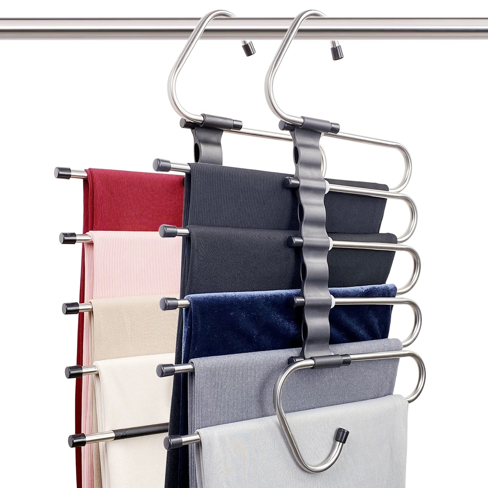 Magic Pants Hangers Space Saving - 2 Pack for Closet Multiple Layers Multifun... gallery
